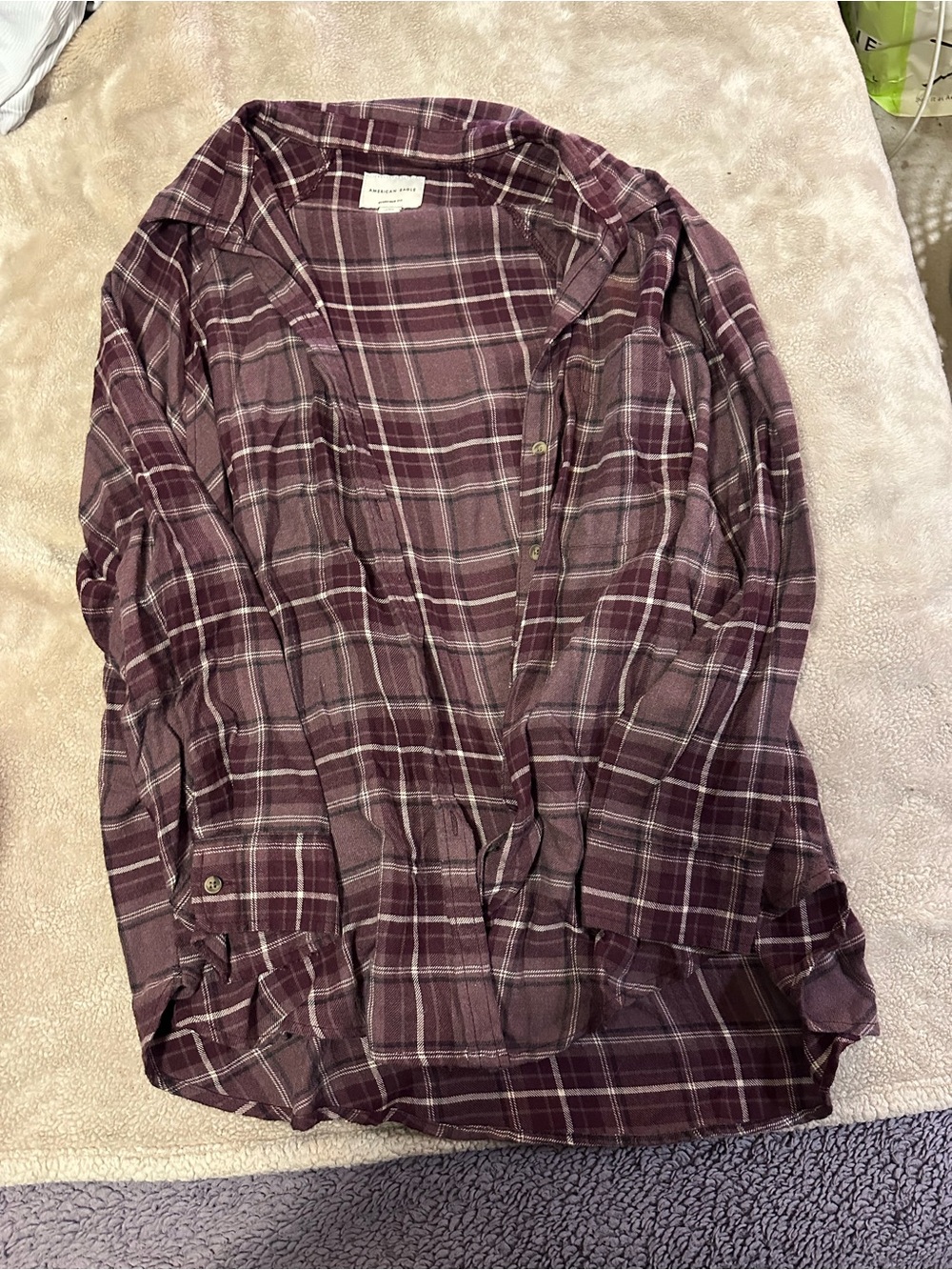 American Eagle Outfitters Purple Plaid Button-Down Shirt
